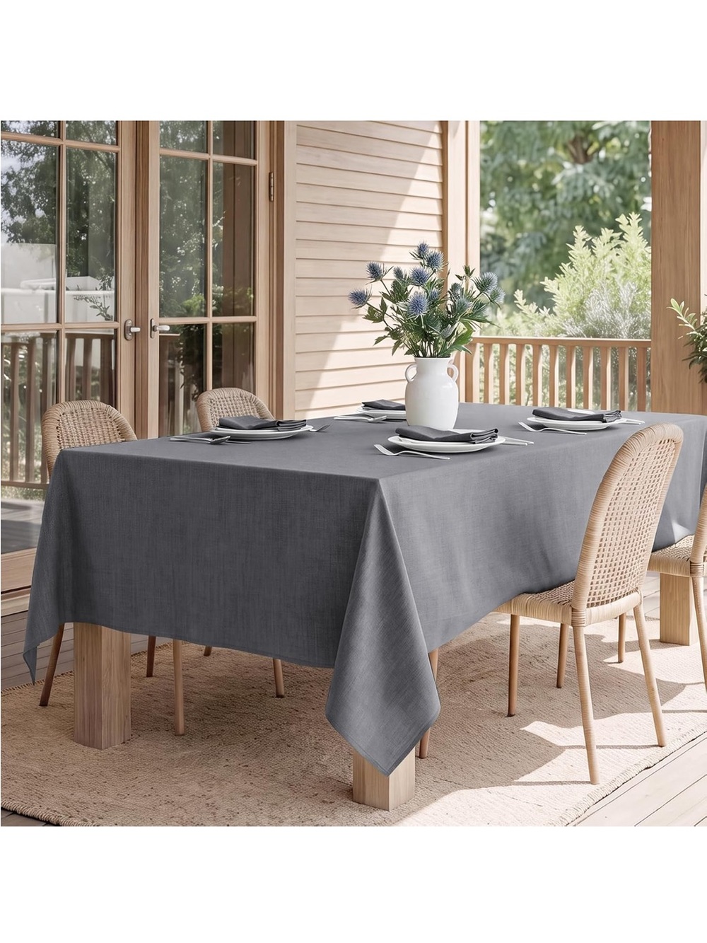 NEW Verblandy Rectangle Tablecloth Linen Textured Waterproof & Stain Resistant